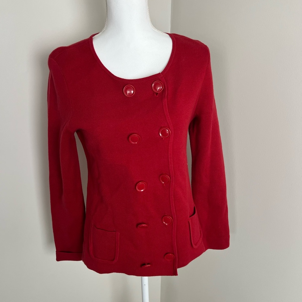 Banana Republic Cotton/Cashmere Red Button-Up Sweater